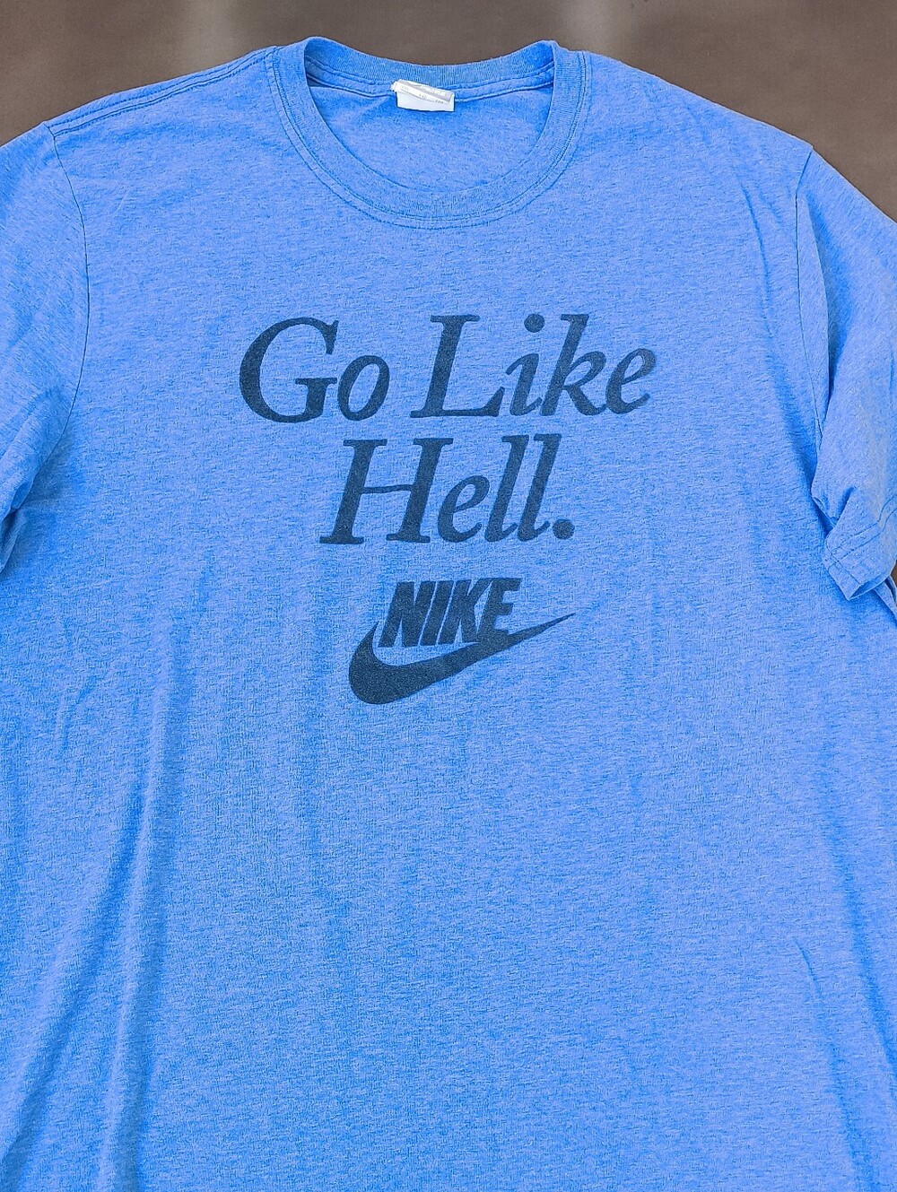 Vintage Nike Silver Tag Men’s Blue Graphic Tee - "Go Like Hell." XL Thinned Out